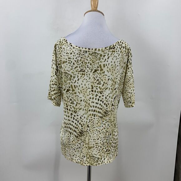 Max Mara Leopard Top Women XL Extra Large Mid Sleeves Boat Neck Made Italy *READ - Picture 3 of 12